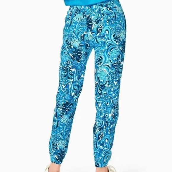 NWT Lilly Pulitzer 29" Rici Stretch Jogger Pants Resort White Mermazing - Picture 4 of 8